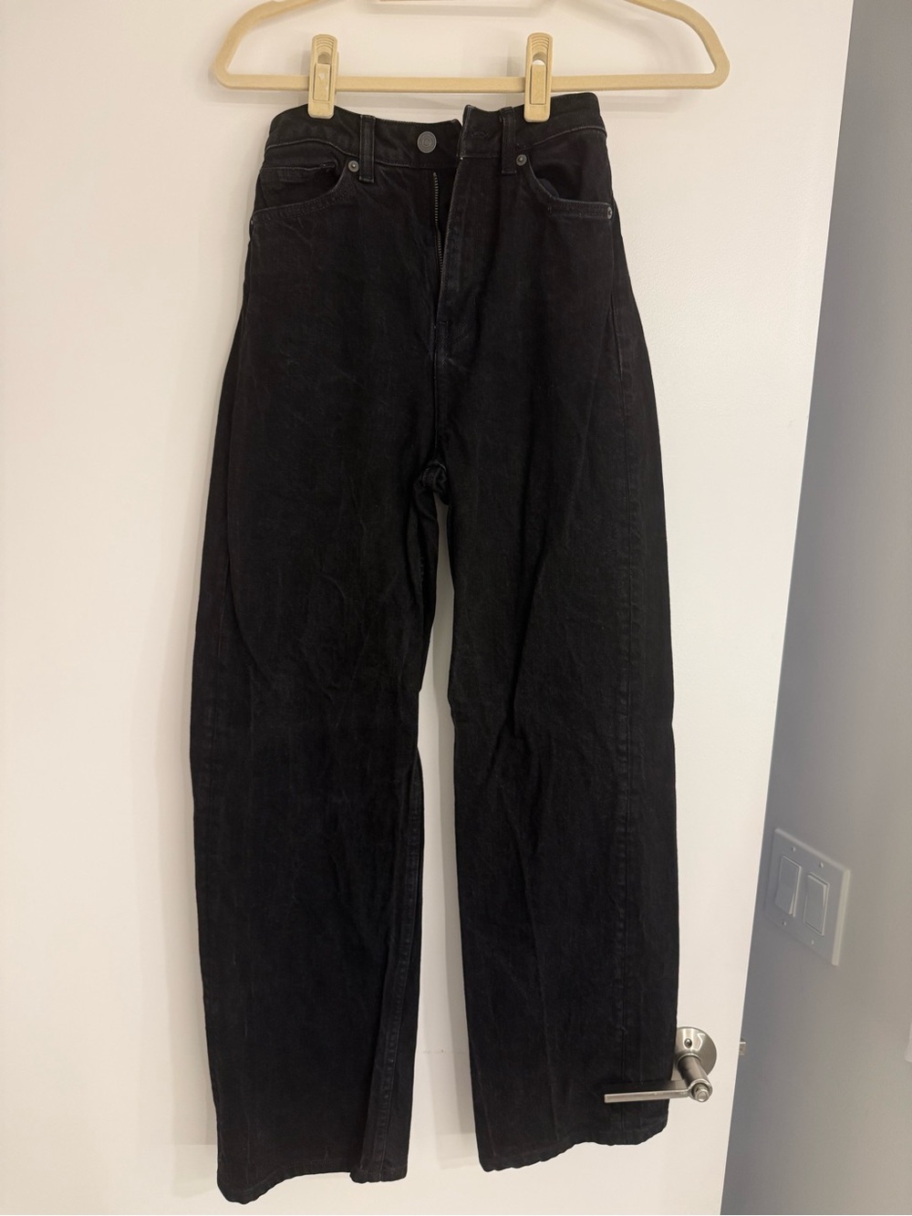 Reformation Black High Rise Wide Leg Jeans Size 24